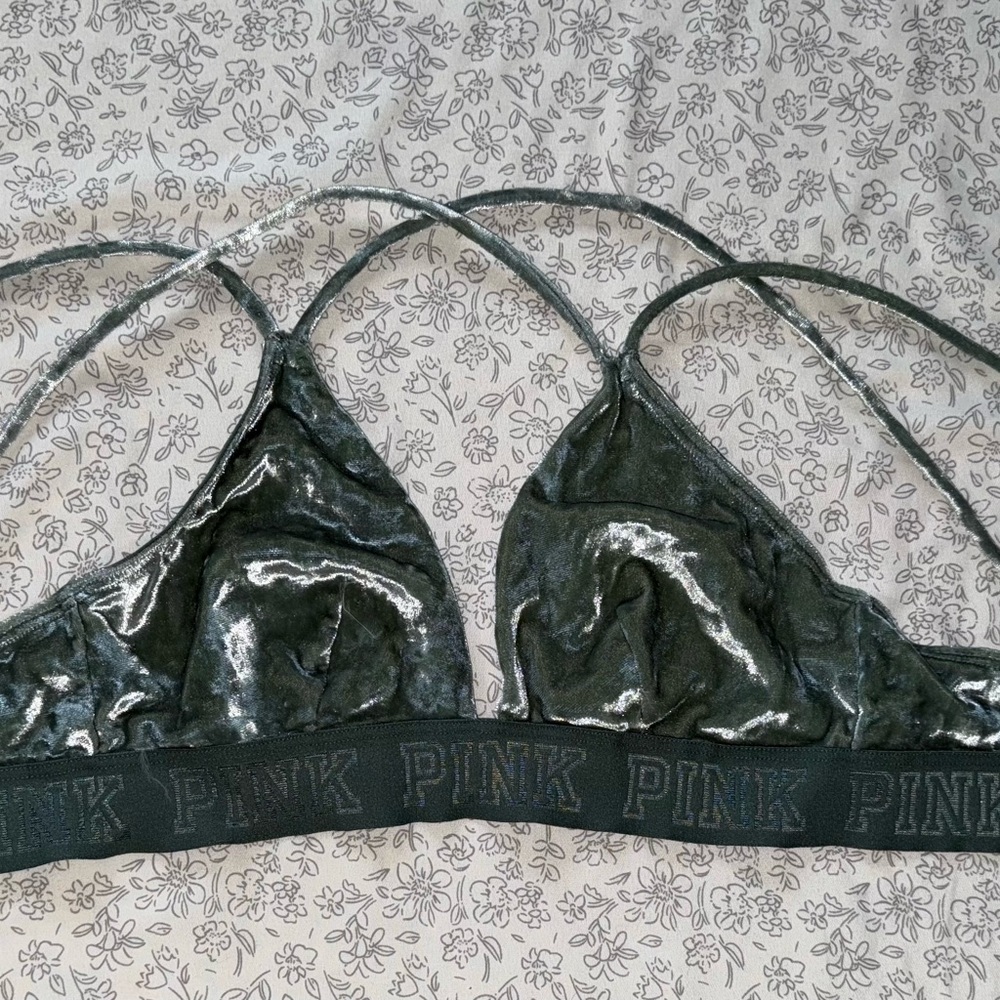 PINK Victoria's Secret Metallic Green Bralette